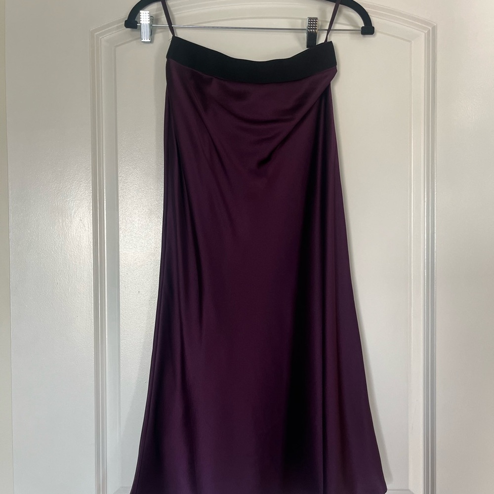 NWOT Quince Deep Orchid Purple Washable Silk Midi Skirt XS - Picture 3 of 6